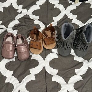 Stylish Kids Shoes Set - Pink, Brown, and Gray